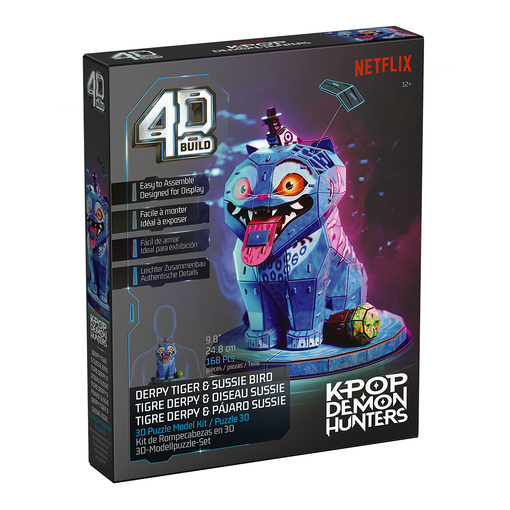 4D Build: Пазл для створення 3D-моделі «Кейпоп-мисливиці на демонів: тигр Дерпі та сорока Сюзі» (168 деталей)