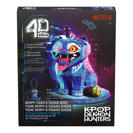 4D Build: Пазл для створення 3D-моделі «Кейпоп-мисливиці на демонів: тигр Дерпі та сорока Сюзі» (168 деталей)